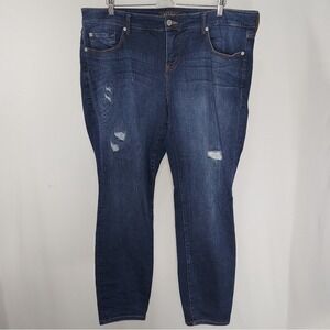 Torrid Jeans Skinny 20R Womens Blue Cotton Stretch Denim Distressed Torn Premium